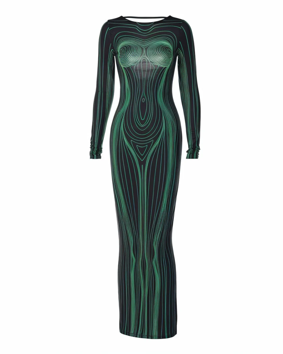 CARLA Backless Slim Round Neck Maxi Dress - Image 8